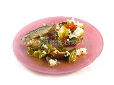 Verduras al horno con arroz blanco y verdel a la plancha