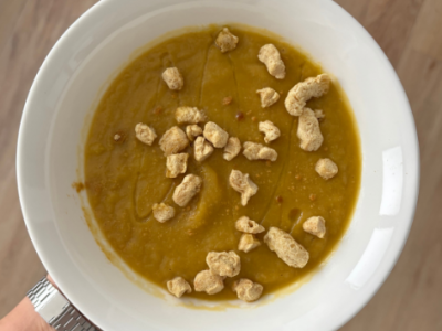 Crema de puerros con coco