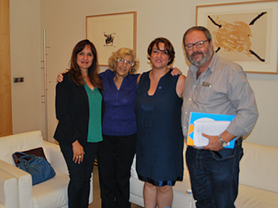 Sara Pascual, Manuela Carmena, Beatriz Dueñas y Javier Barbero una vez finalizada la reunión