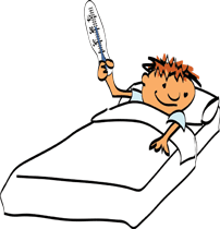 niño en cama con termómetro