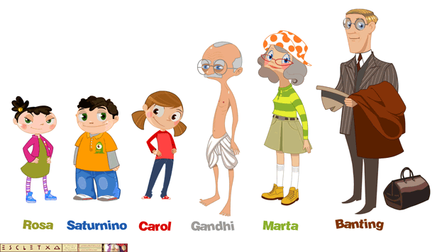 Rosa, Saturnino, Carol, Gandhi, Marta, Banting