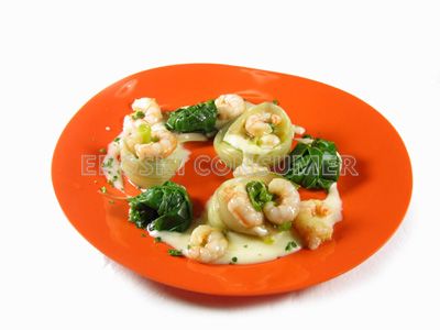 Acelgas con gambas y bechamel