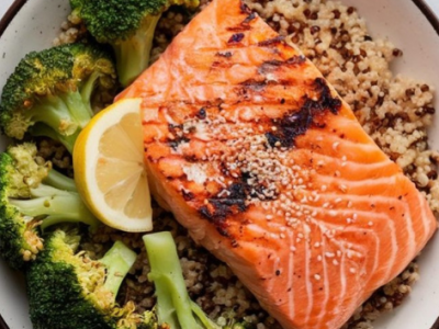 Quinoa con brócoli y salmón